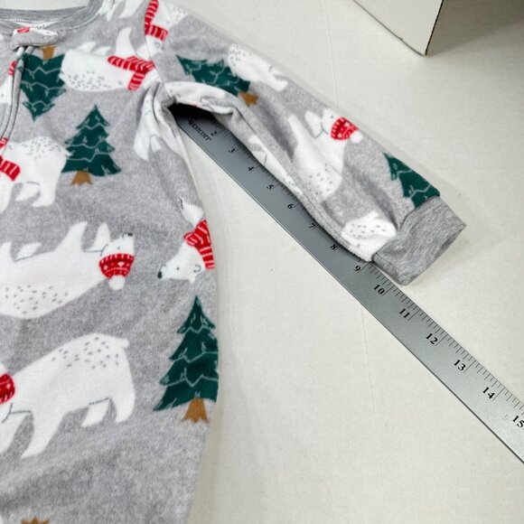 Carter's Child's Sz 4T Footed Christmas Sleeper Gray Polar Bears And Trees NWOT - Picture 12 of 16